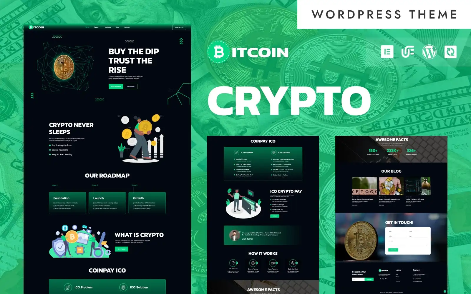 Bitcoin – Cryptocurrency & Blockchain WordPress Elementor Theme WordPress Theme