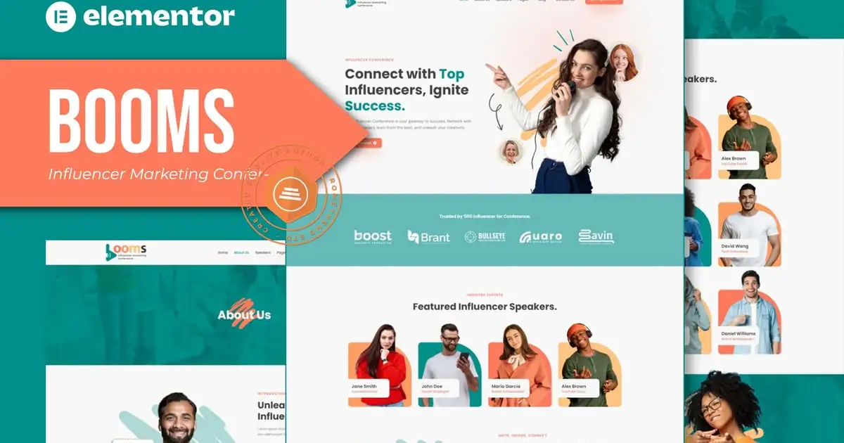 Booms – Influencer Marketing Conference Elementor Template Kit