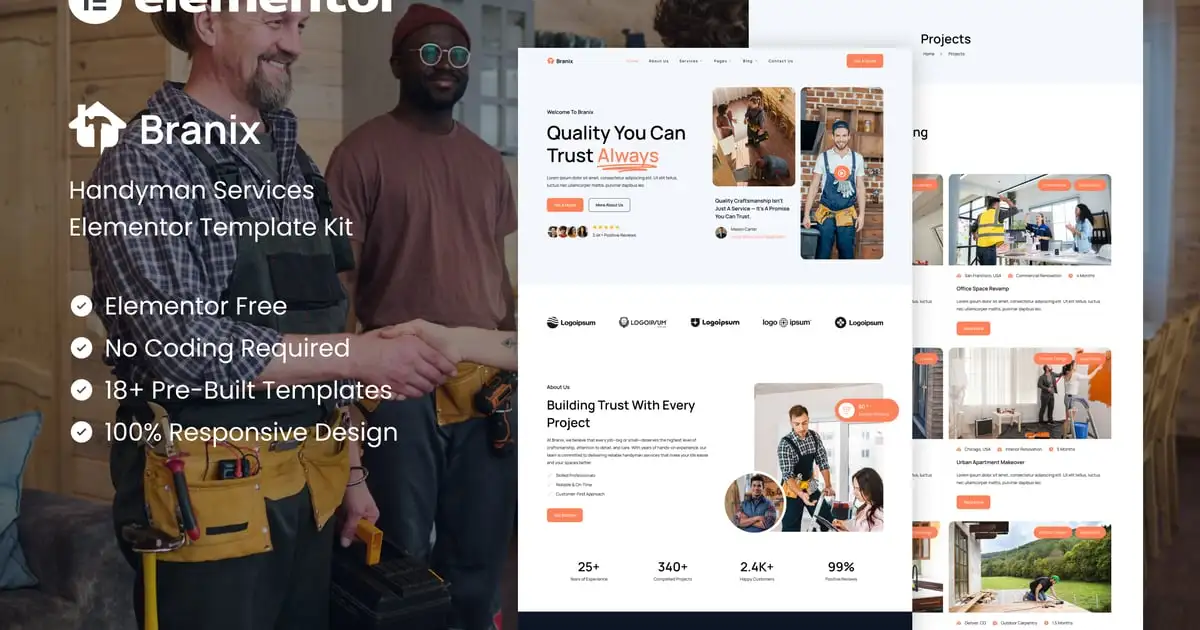 Branix – Handyman Services Elementor Template Kit