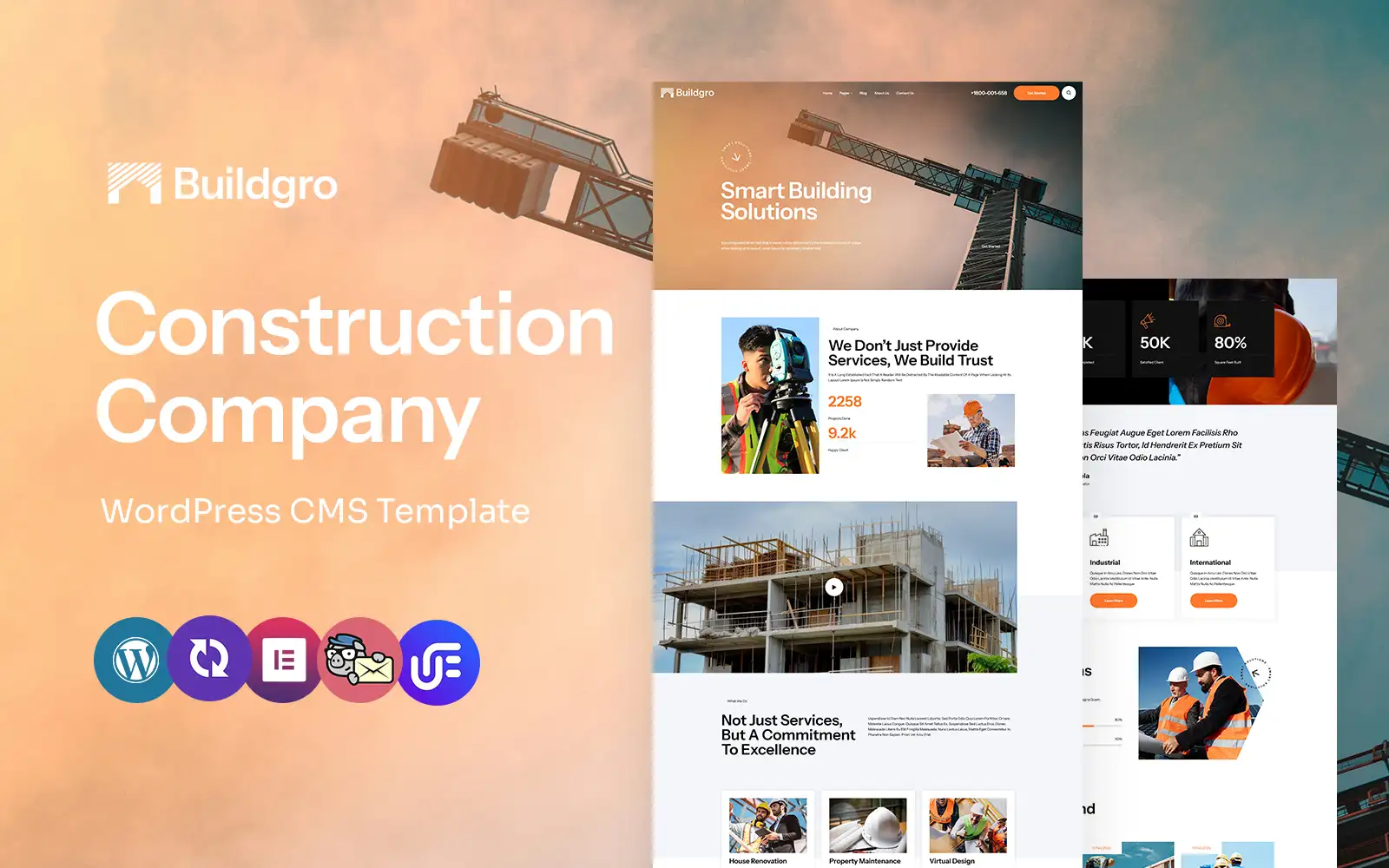 Buildgro – Architecture And Construction Company Multipurpose WordPress Elementor Theme WordPress Theme