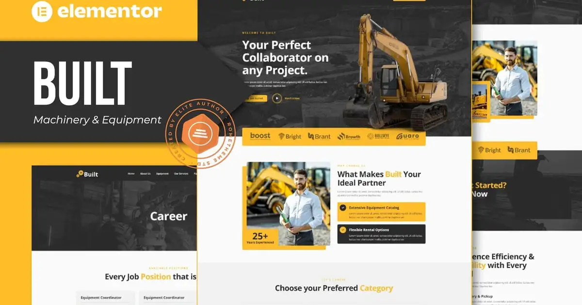 Built – Machinery & Equipment Rentals Elementor Pro Template Kit