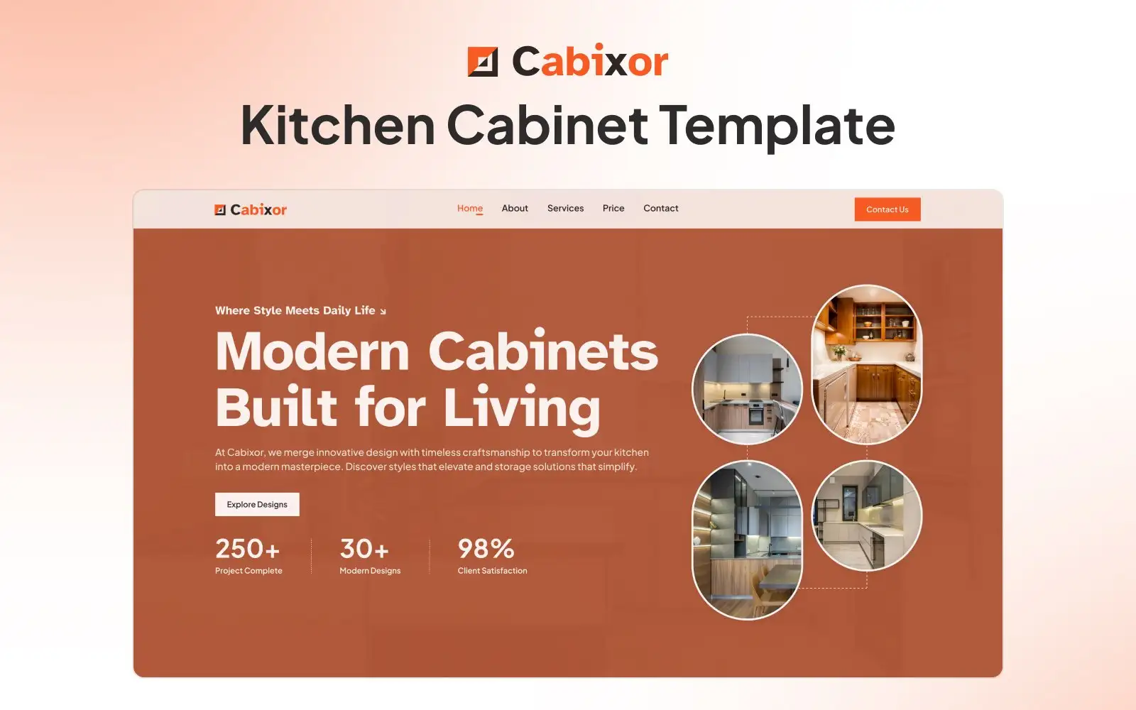 Cabixor – One Page Kitchen Cabinet Elementor Template Elementor Kit