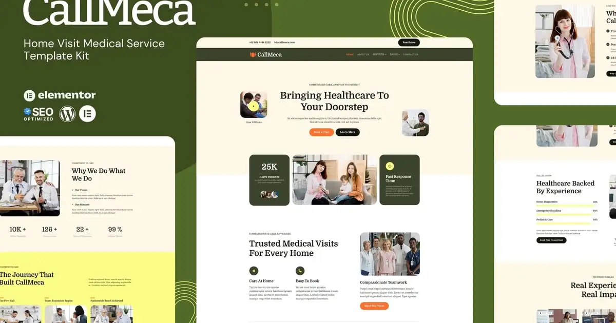CallMeca – Home Visit Medical Service Elementor Template Kit