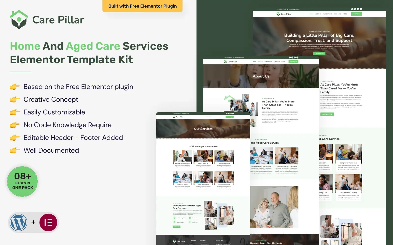 Care Pillar – Home And Aged Care Services Elementor Template Kit Elementor Kit