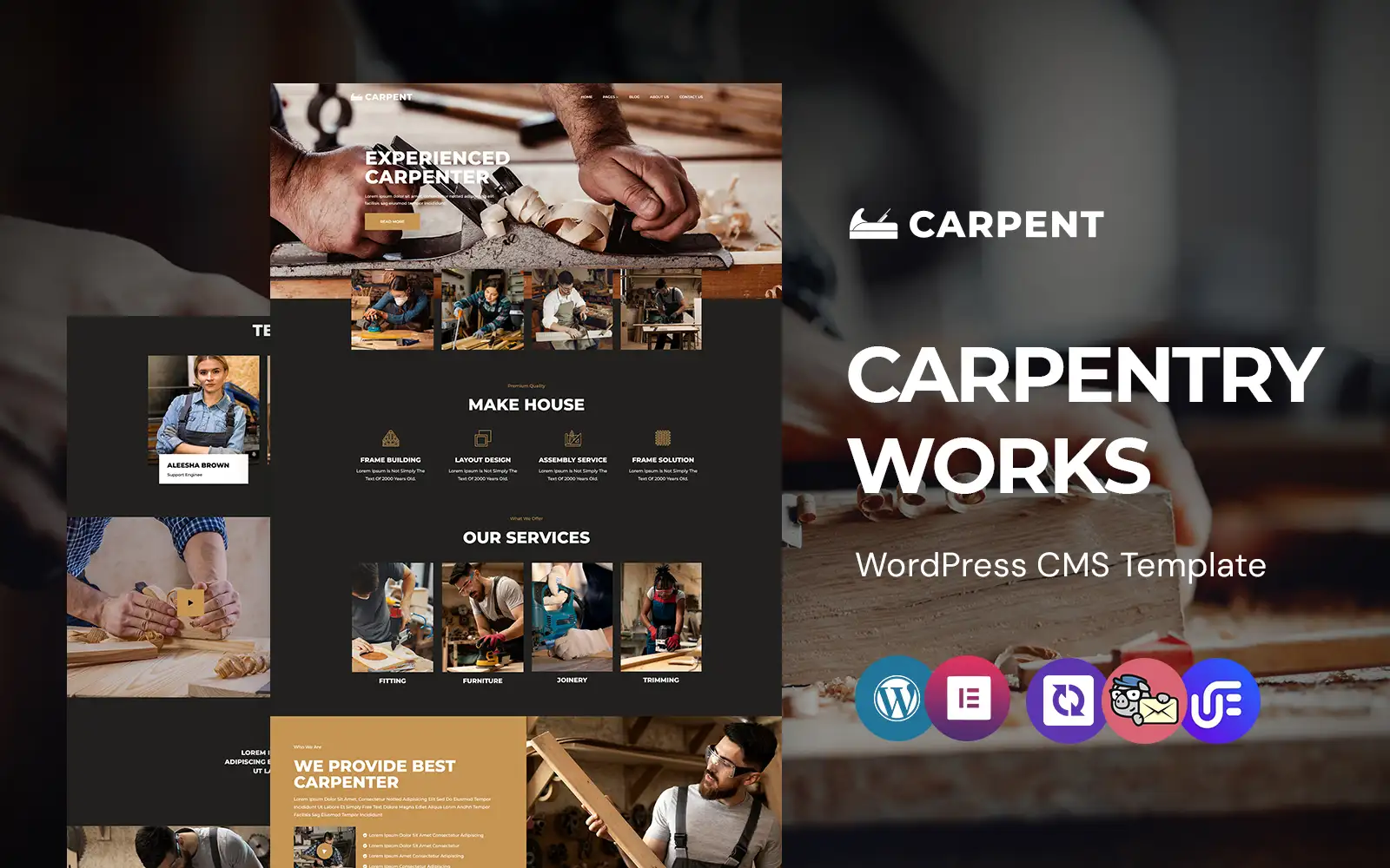 Carpent – Handyman Woodworking And Carpentry Services WordPress Elementor Theme WordPress Theme
