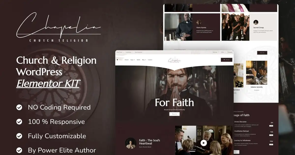 Chapelia – Church & Religion Elementor Pro Template Kit