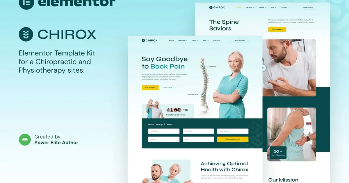 Chirox – Chiropractic & Physiotherapy Elementor Template Kit