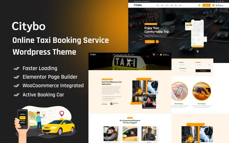 Citybo – Online Taxi Booking Service WordPress Theme WordPress Theme