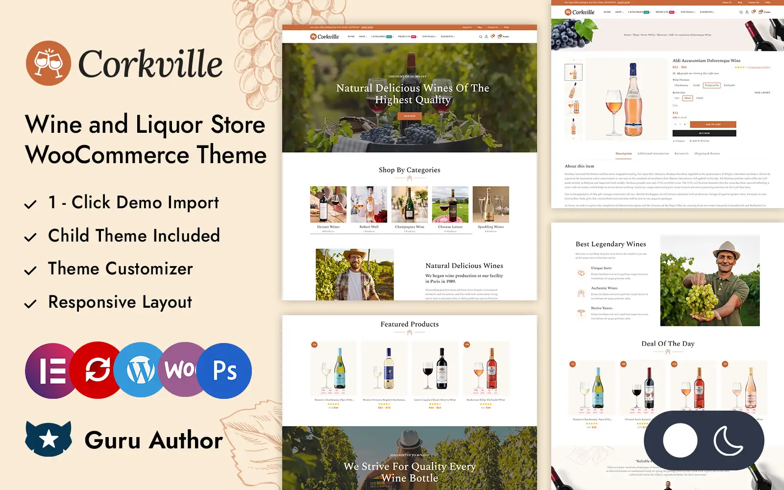 Corkville – Wine and Liquor Store Elementor WooCommerce Responsive Theme WooCommerce Theme