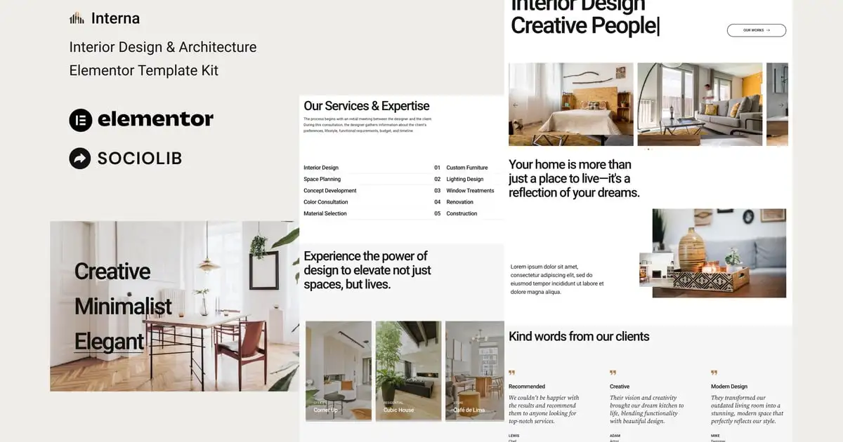 Interna – Interior Design & Architecture Elementor Template Kit