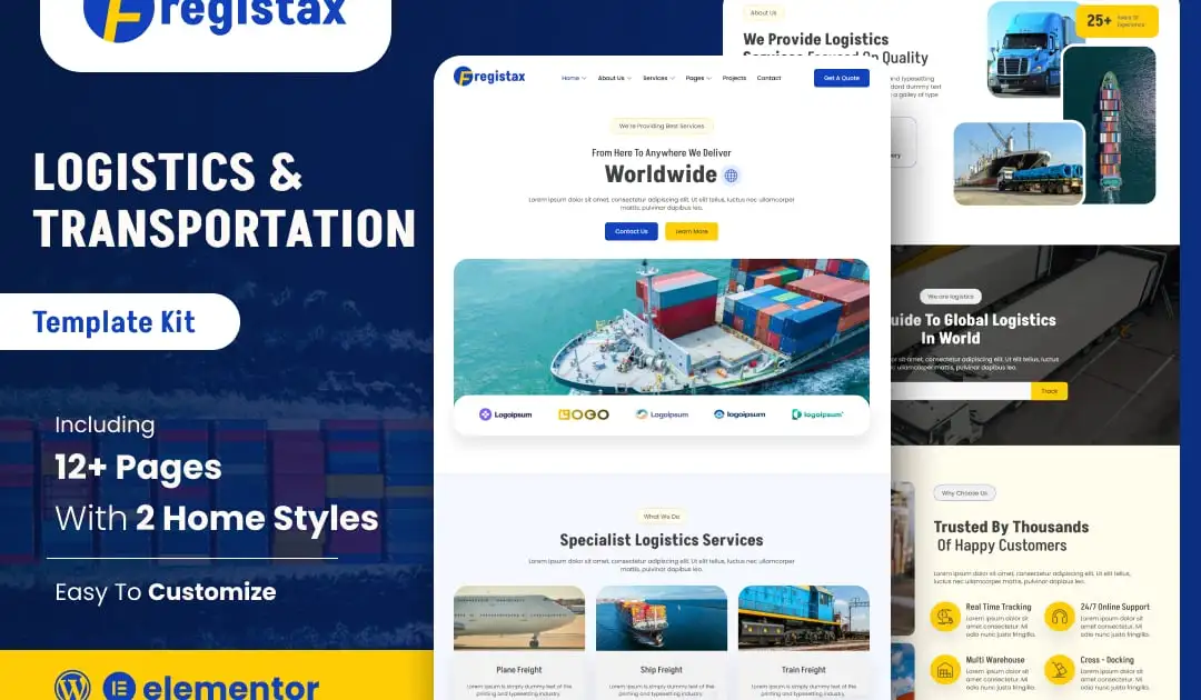 Fregistax – Cargo & Logistics Elementor Template Kit