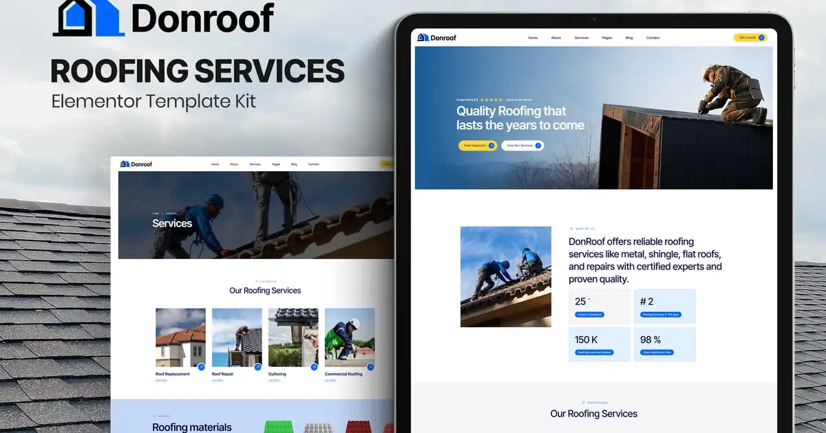 Donroof – Roofing Services Elementor Template Kit