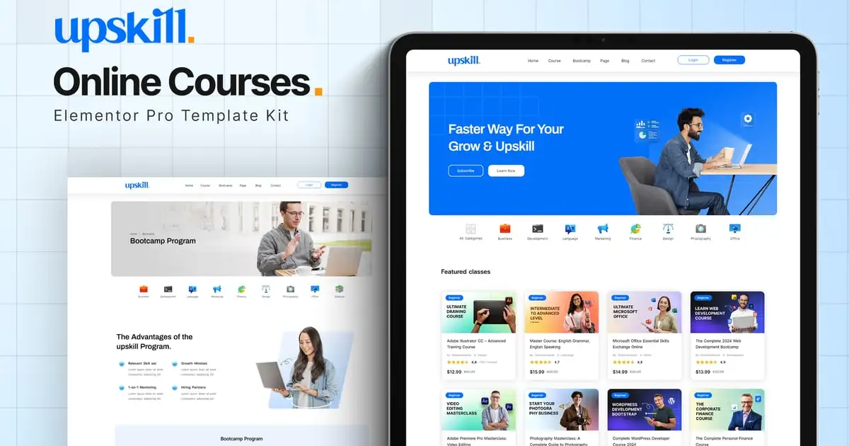 Upskill – Online Course Elementor Pro Template Kit