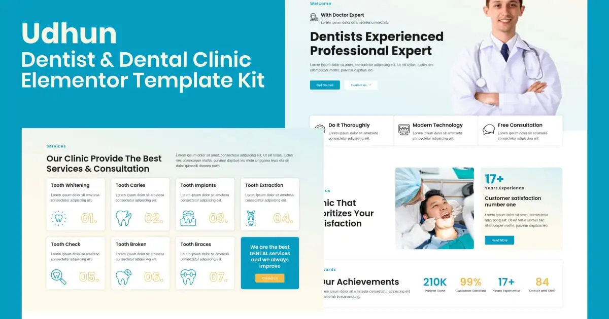 Udhun – Dentist & Dental Clinic Elementor Pro Template Kit