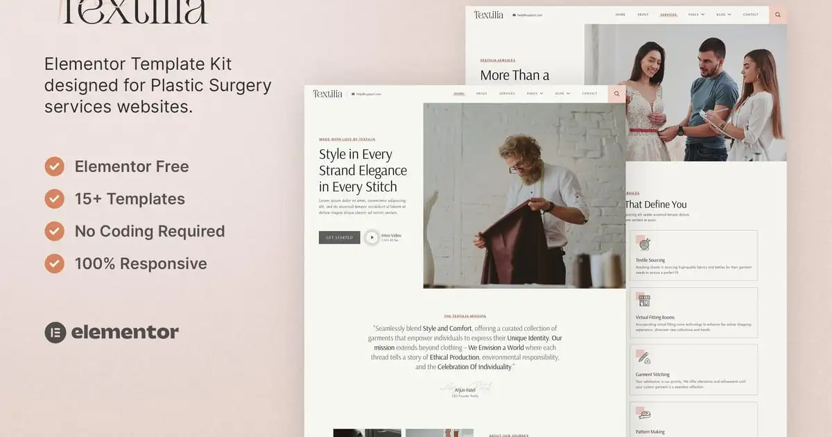 Textilia – Textile & Garment Industry Elementor Template Kit