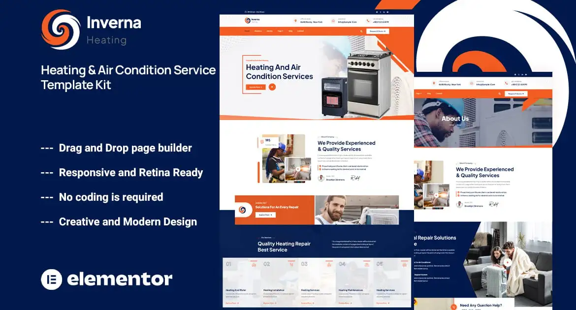 Inverna – Heating & Air Condition Service Template Kit