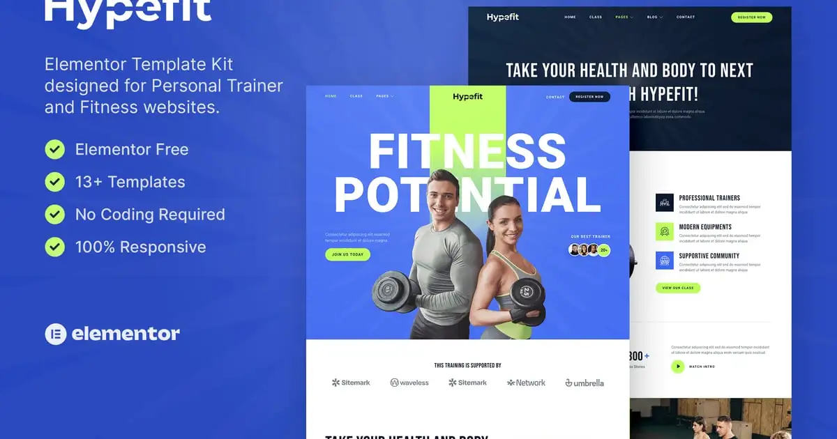 Hypefit – Personal Trainer & Fitness Elementor Template Kit