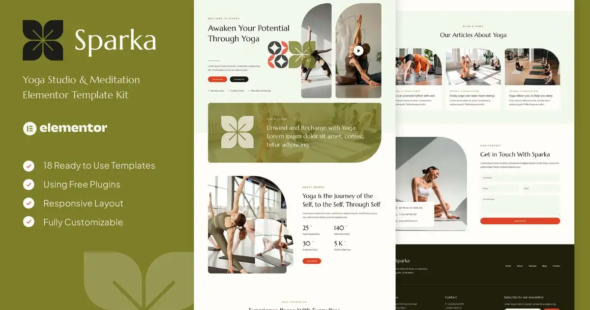 Sparka – Yoga Studio & Meditation Elementor Template Kit