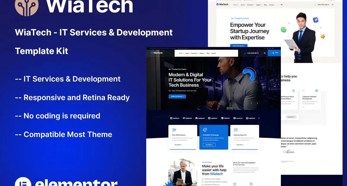 WiaTech – IT Services & Development Elementor Template Kit