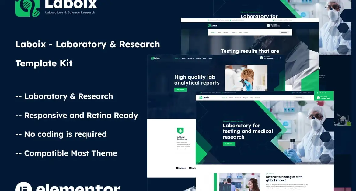 Laboix – Laboratory & Research Elementor Template Kit