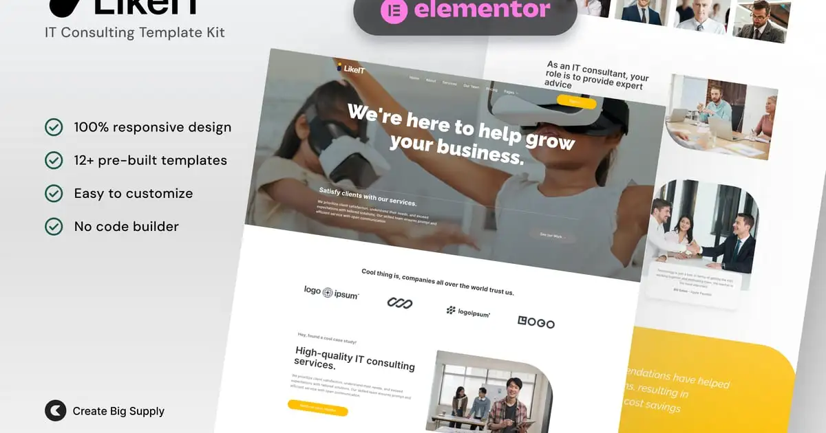 LikeIT – IT Consulting Agency Elementor Pro Template Kit