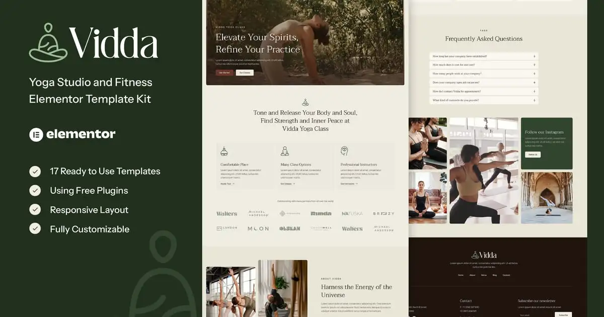 Vidda – Yoga Studio & Fitness Elementor Template Kit