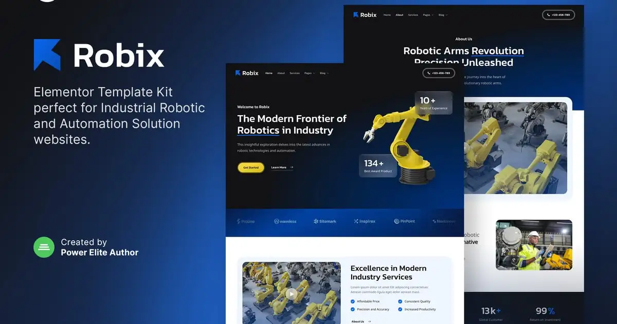 Robix – Industrial Robotic & Automation Solution Elementor Template Kit