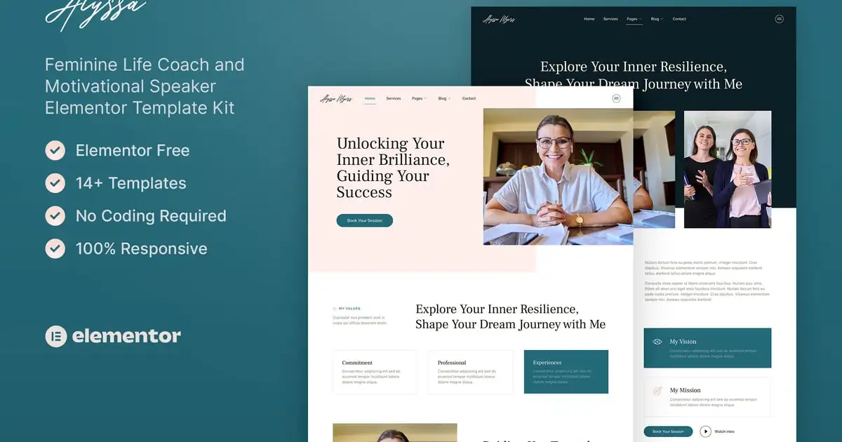 Alyssa – Feminine Life Coach & Motivational Speaker Elementor Template Kit