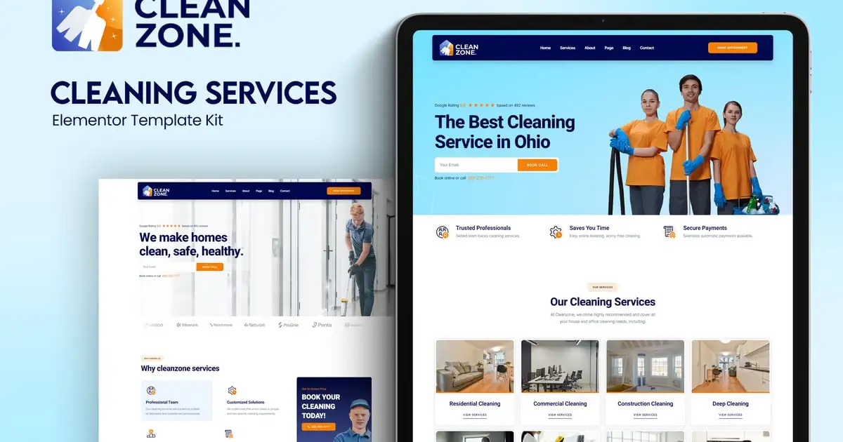 Cleanzone – Cleaning Services Elementor Template Kit