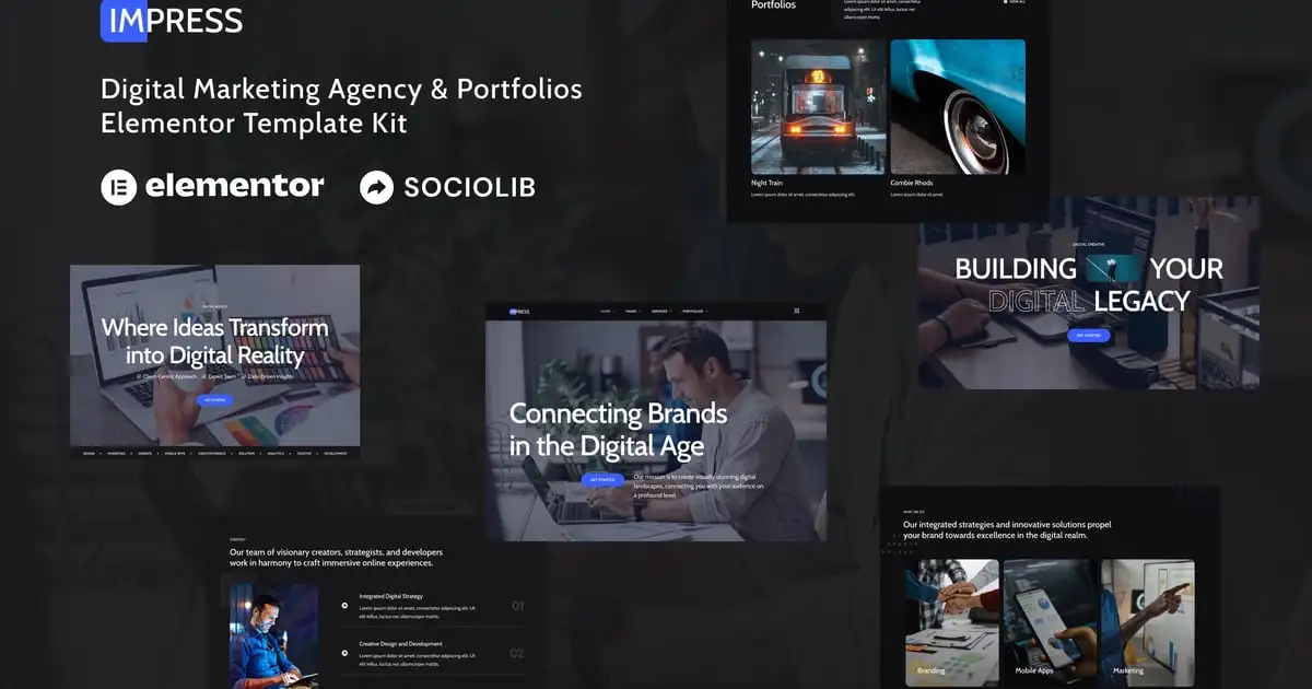 Impress – Digital Marketing Agency & Portfolios Elementor Template Kit