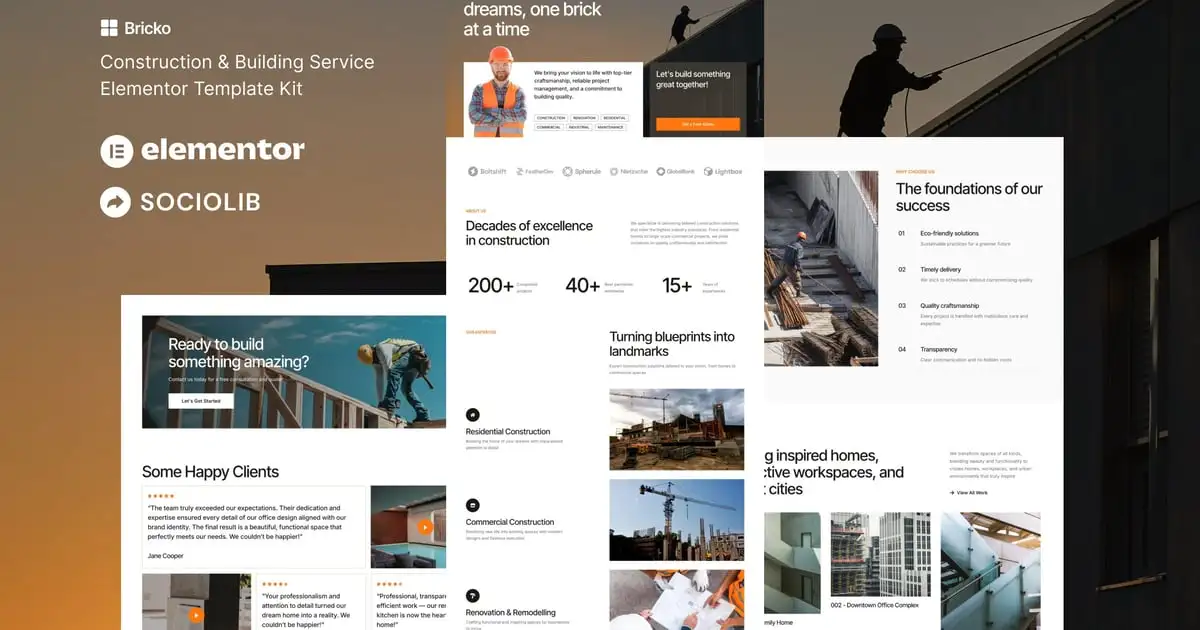 Bricko – Construction & Building Service Elementor Template Kit