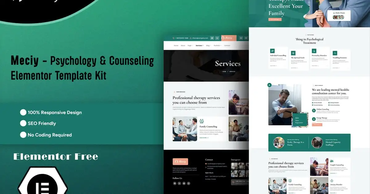 Meciy – Psychology & Counseling Elementor Template Kit