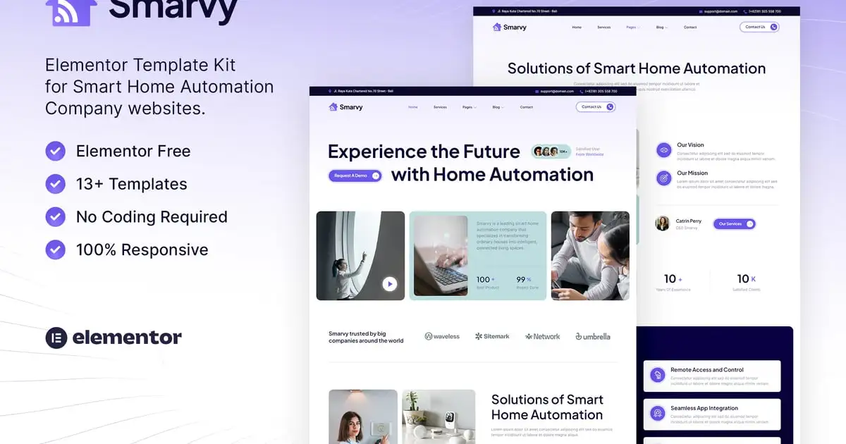 Smarvy – Smart Home Automation Company Elementor Template Kit