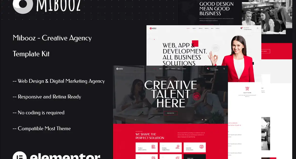Mibooz – Creative Agency Elementor Template Kit