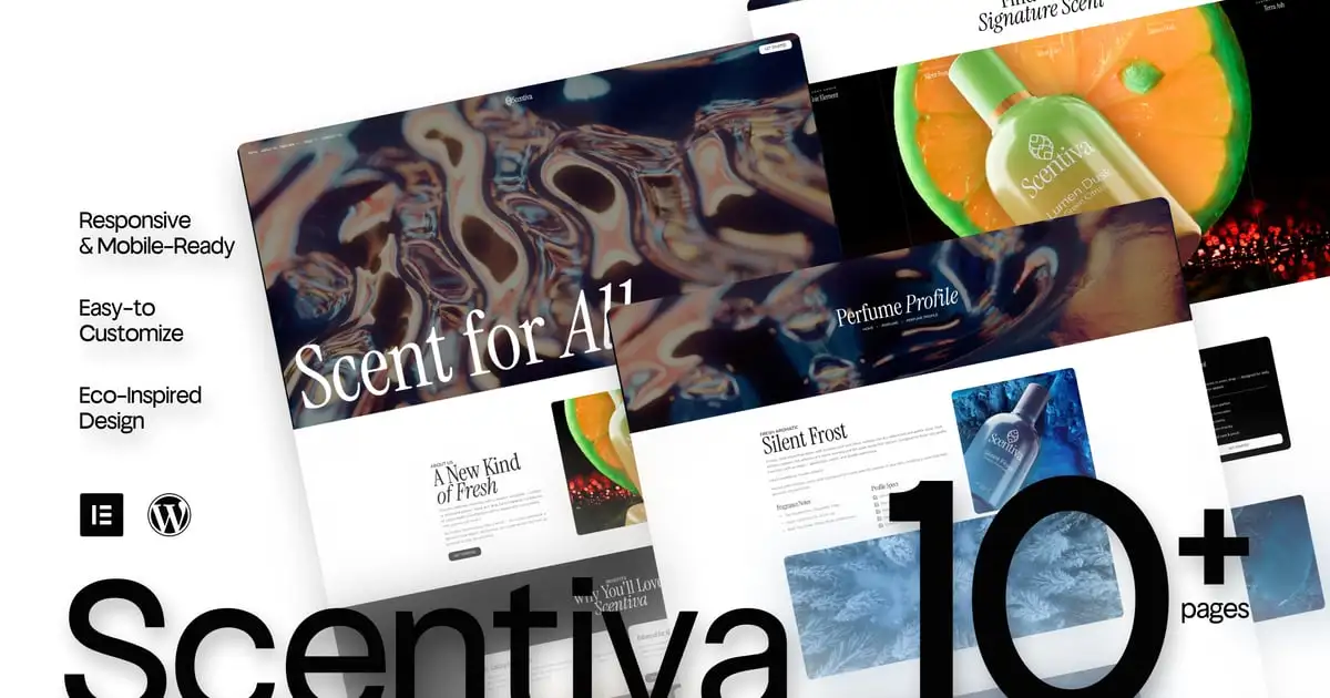 Scentiva – Modern Elegant Perfume & Fragrance Elementor Template Kit
