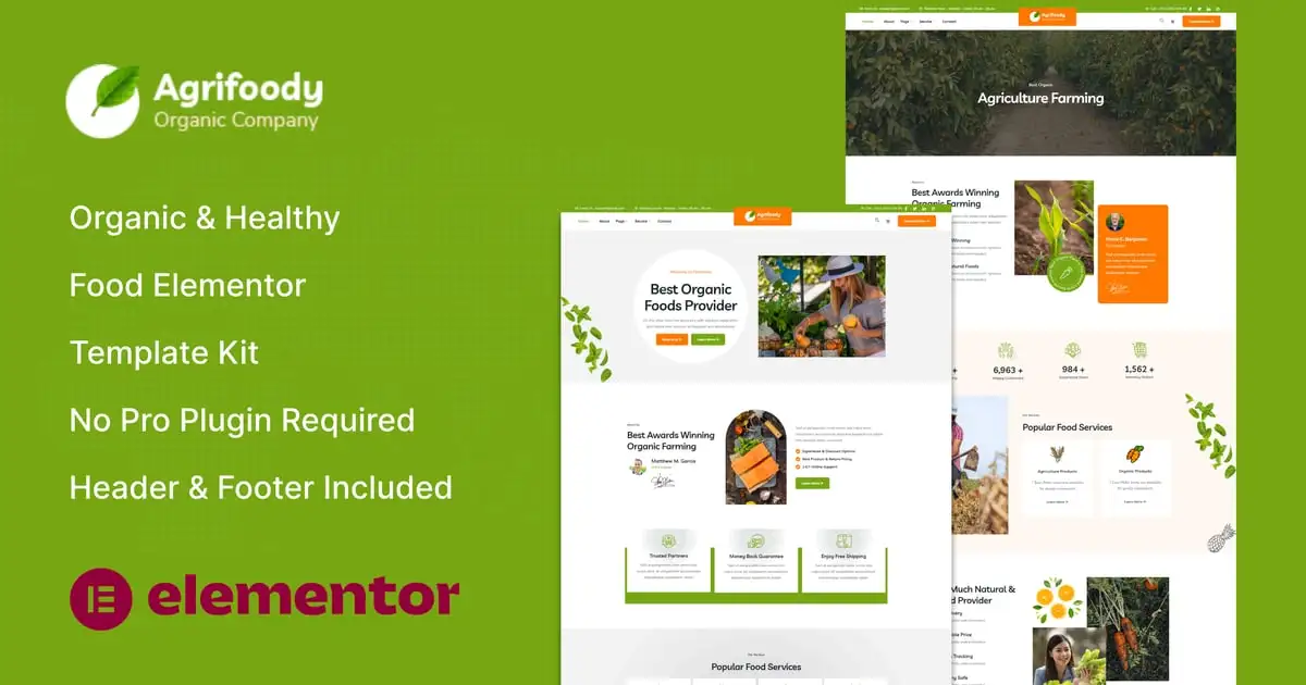 Agrifoody – Organic & Healthy Food Elementor Template Kit