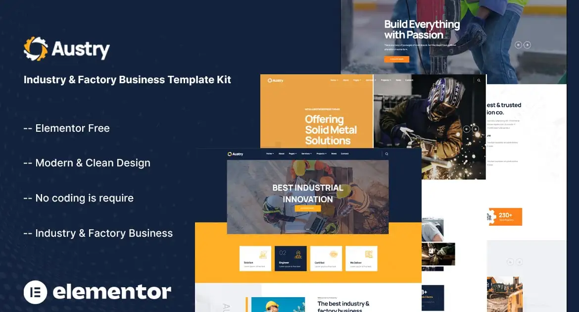Austry – Industry & Factory Business Elementor Template Kit