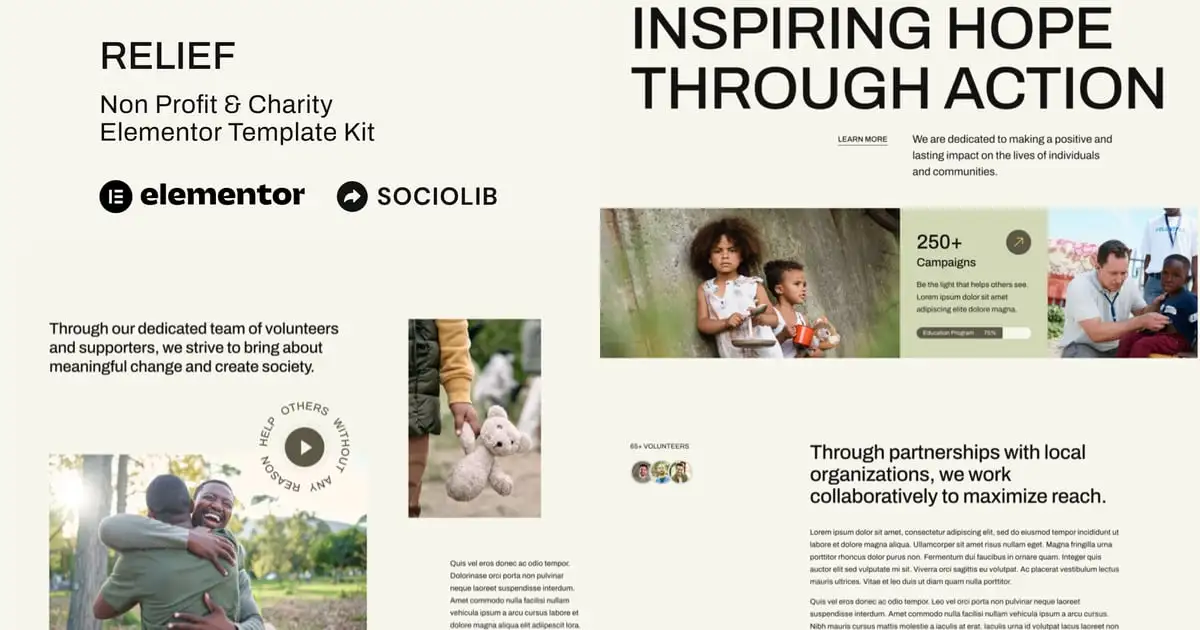 Relief – Non Profit & Charity Elementor Template Kit