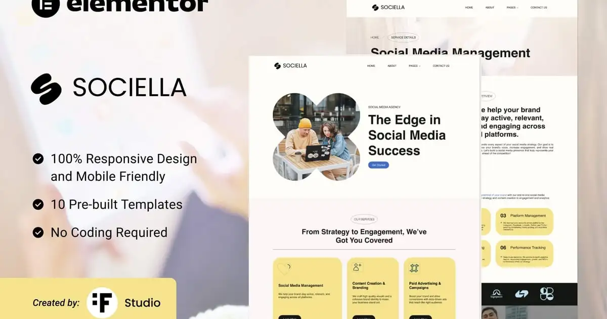 Sociella – Social Media Agencies Elementor Template Kit