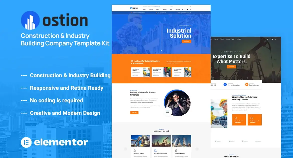 Ostion – Construction & Industry Building Company Template Kit