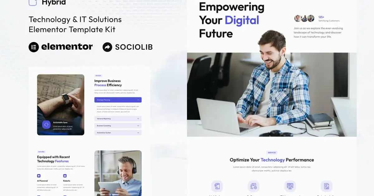 Hybrid – Technology & IT Solutions Elementor Template Kit