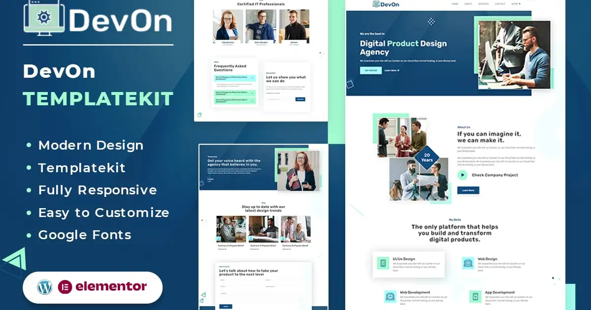 DevOn | Digital Product Design Agency Elementor Template Kit