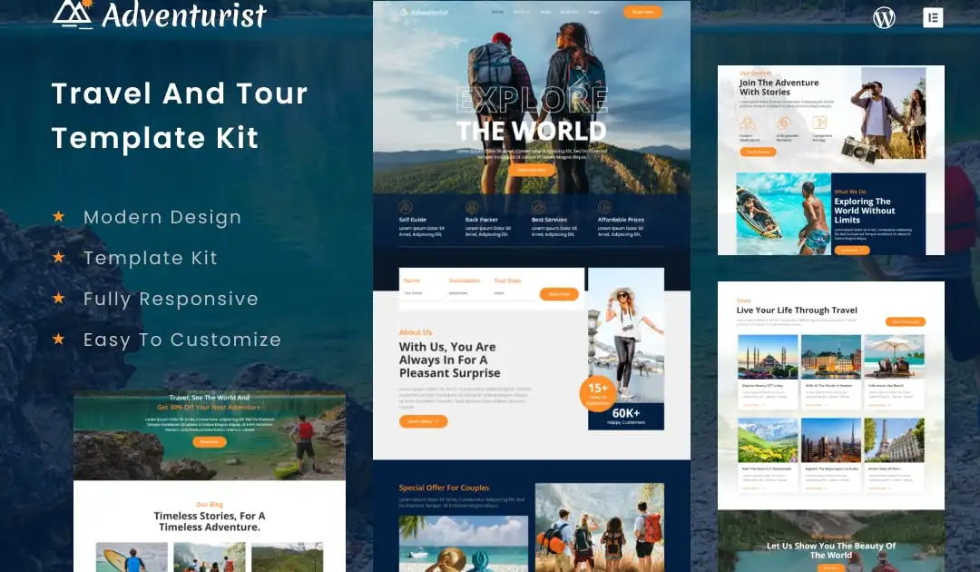 Adventurist – Travel & Tourism Agency Elementor Template Kit
