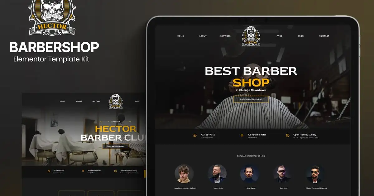 Hector – Barbershop Elementor Template Kit