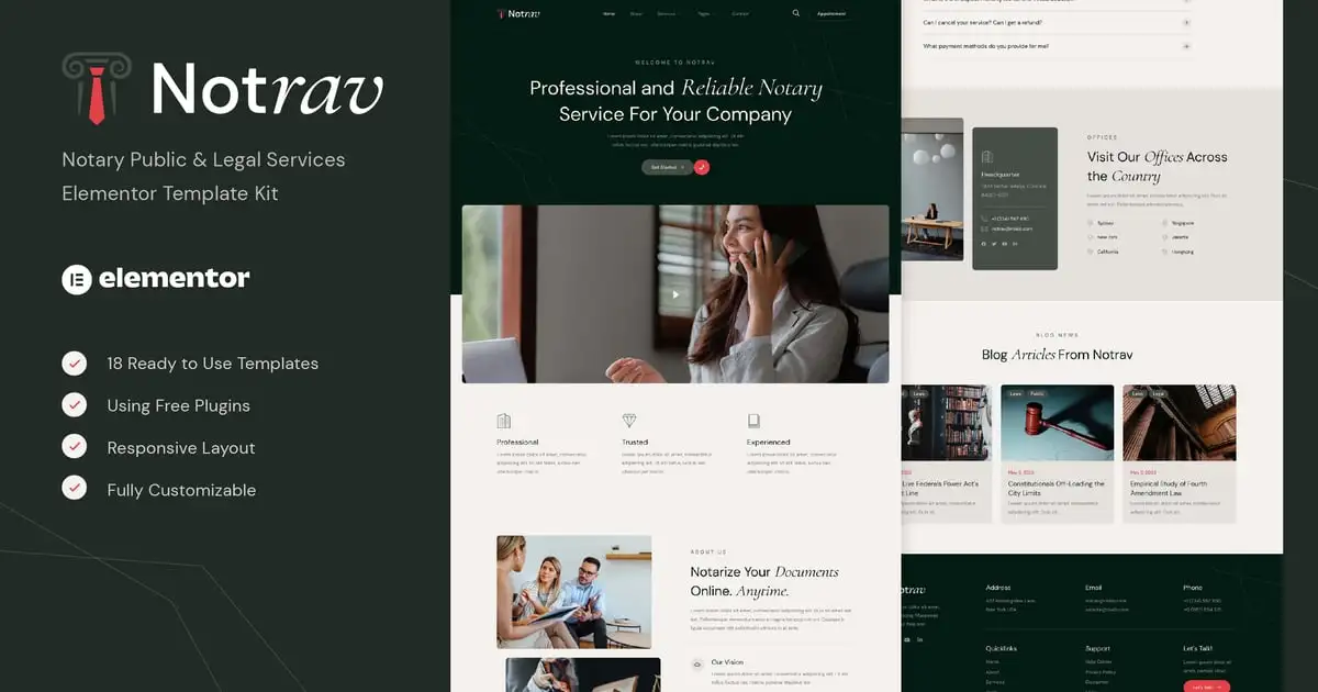 Notrav – Notary Public & Legal Services Elementor Template Kit