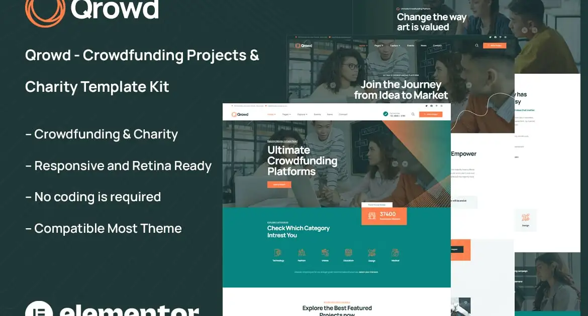 Qrowd – Crowdfunding Projects & Charity Template Kit