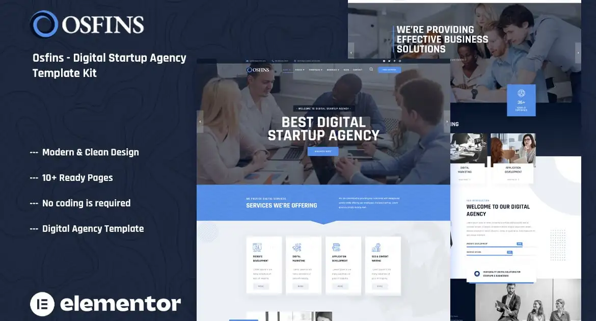 Osfins – Digital Startup Agency Elementor Template Kit