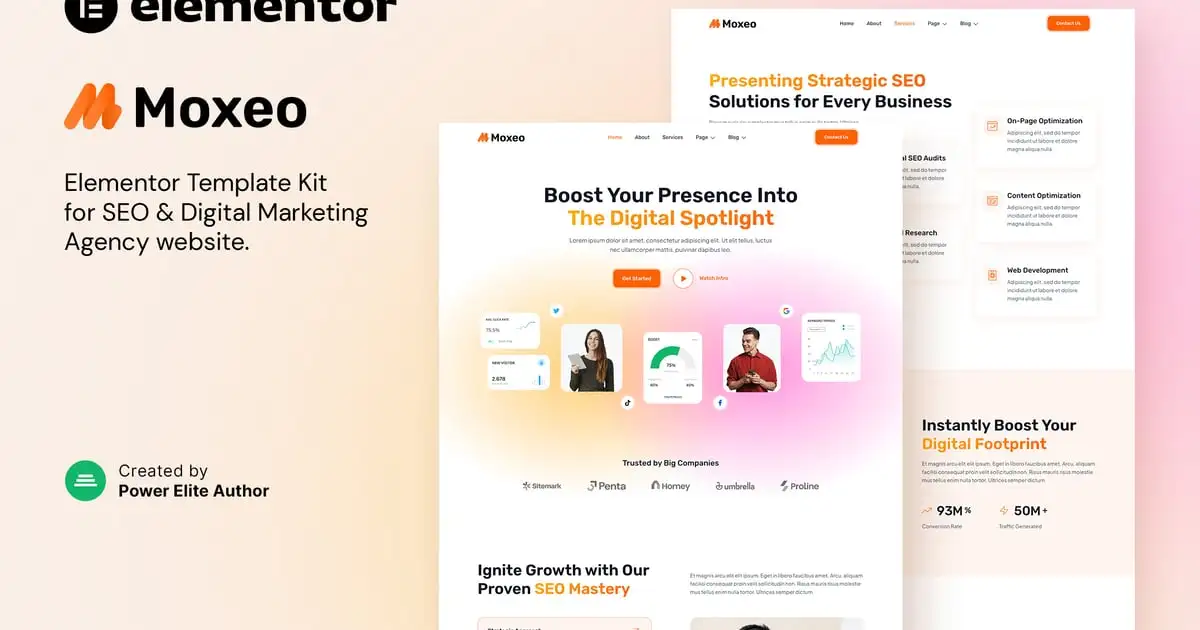 Moxeo – SEO & Digital Marketing Agency Elementor Template Kit