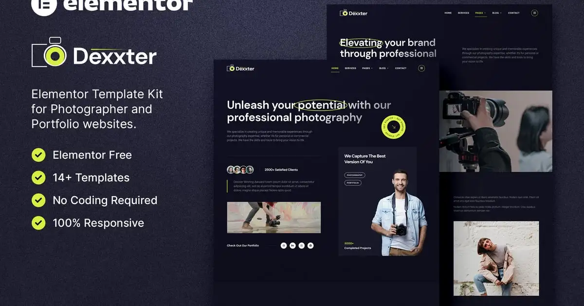 Dexxter – Photography & Portfolio Elementor Template Kit