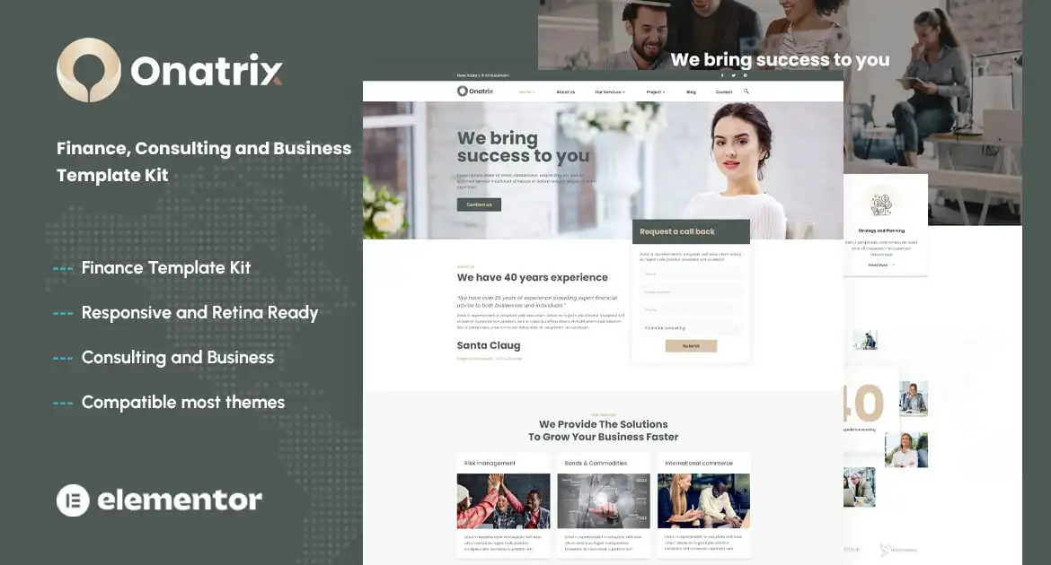 Onatrix – Finance Consulting & Business Elementor Template Kit